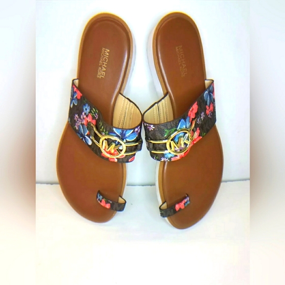 Like NEW Michael Kors MK Designer Floral-Print Sandals Size 10 - Picture 1 of 8